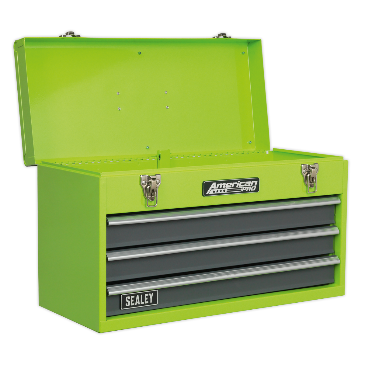 3 Drawer Portable Tool Chest with Ball-Bearing Slides - Green/Grey