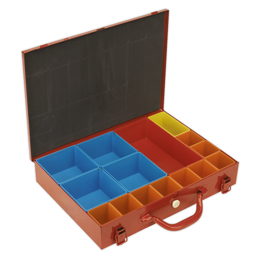 Metal Case with 15 Storage Bins