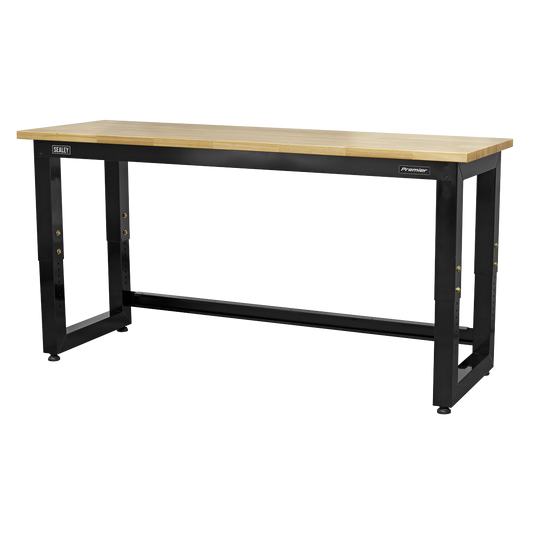 1830mm Heavy-Duty Steel Adjustable Workbench with Wooden Worktop