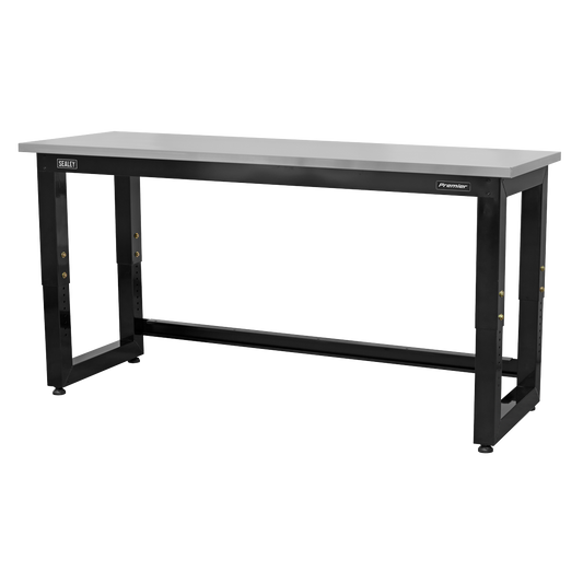 1830mm Heavy-Duty Steel Adjustable Workbench with Stainless Steel Worktop