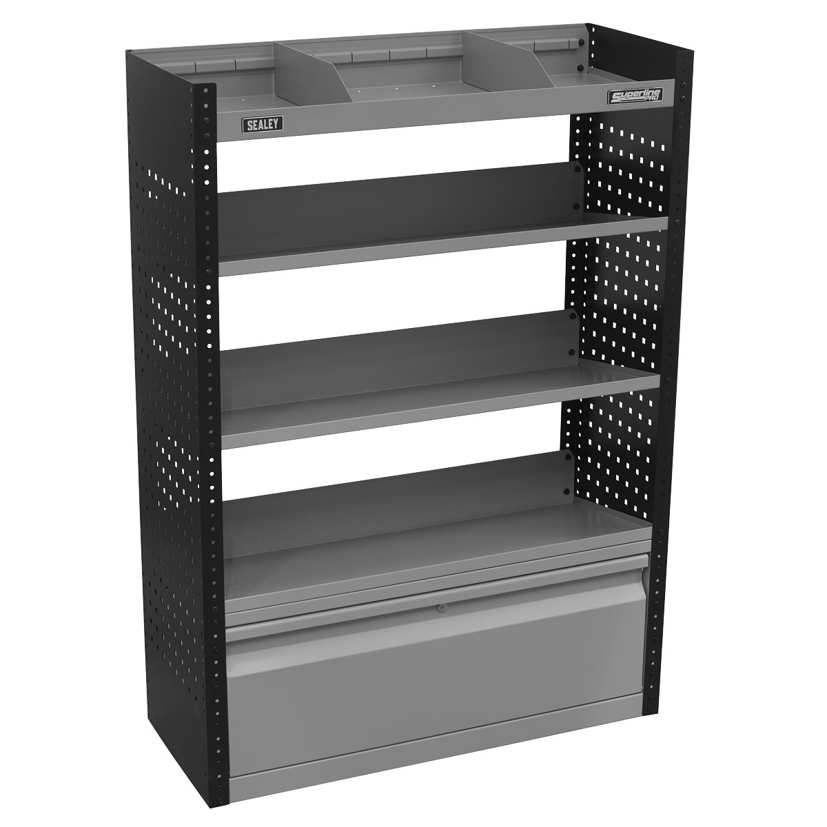 Modular Slanted Shelf Van Storage System