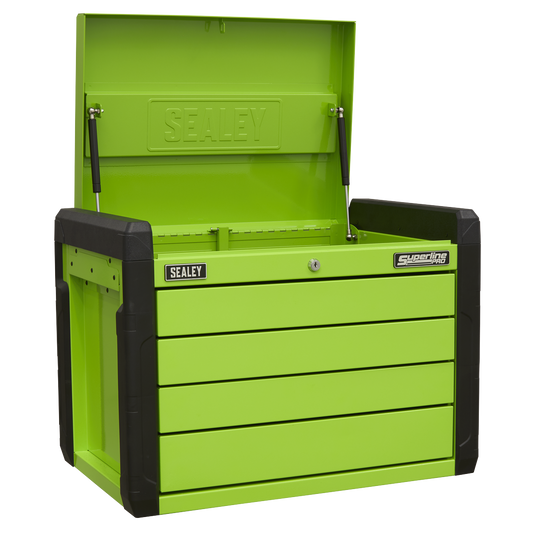 4 Drawer Push-to-Open Topchest with Ball-Bearing Slides - Hi-Vis Green