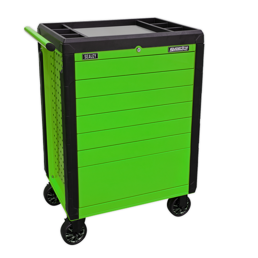 7 Drawer Push-To-Open Rollcab Hi-Vis Green