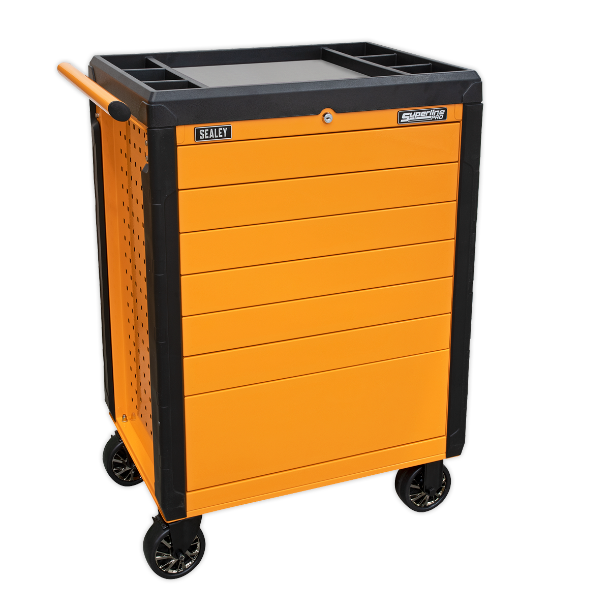 7 Drawer Push-To-Open Rollcab - Orange