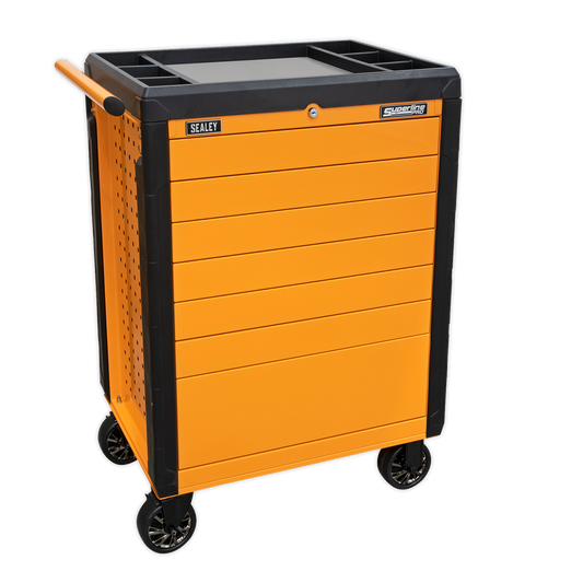 7 Drawer Push-To-Open Rollcab - Orange