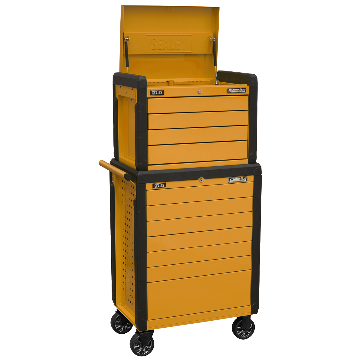 11 Drawer Push-To-Open Topchest & Rollcab Combination - Orange