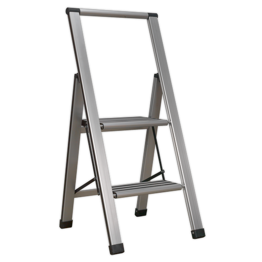 2-Step Trade Aluminium Professional Folding Step Ladder 150kg Capacity