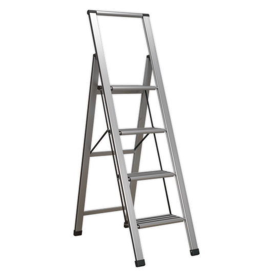 4-Step Trade Aluminium Professional Folding Step Ladder 150kg Capacity