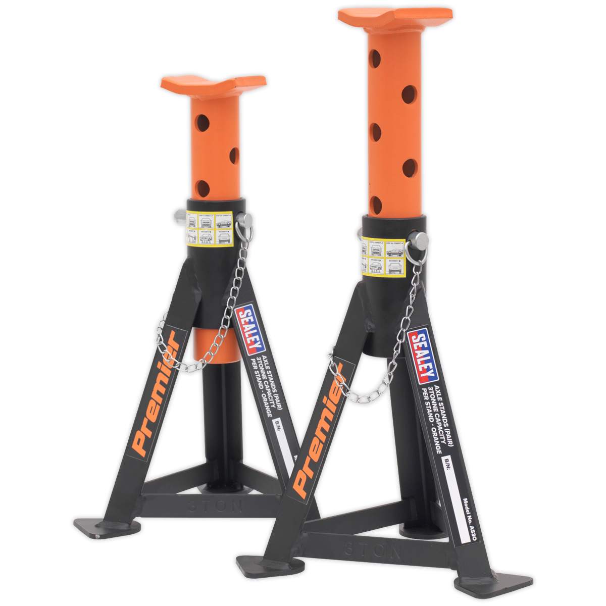 Axle Stands (Pair) 3 Tonne Capacity per Stand - Orange