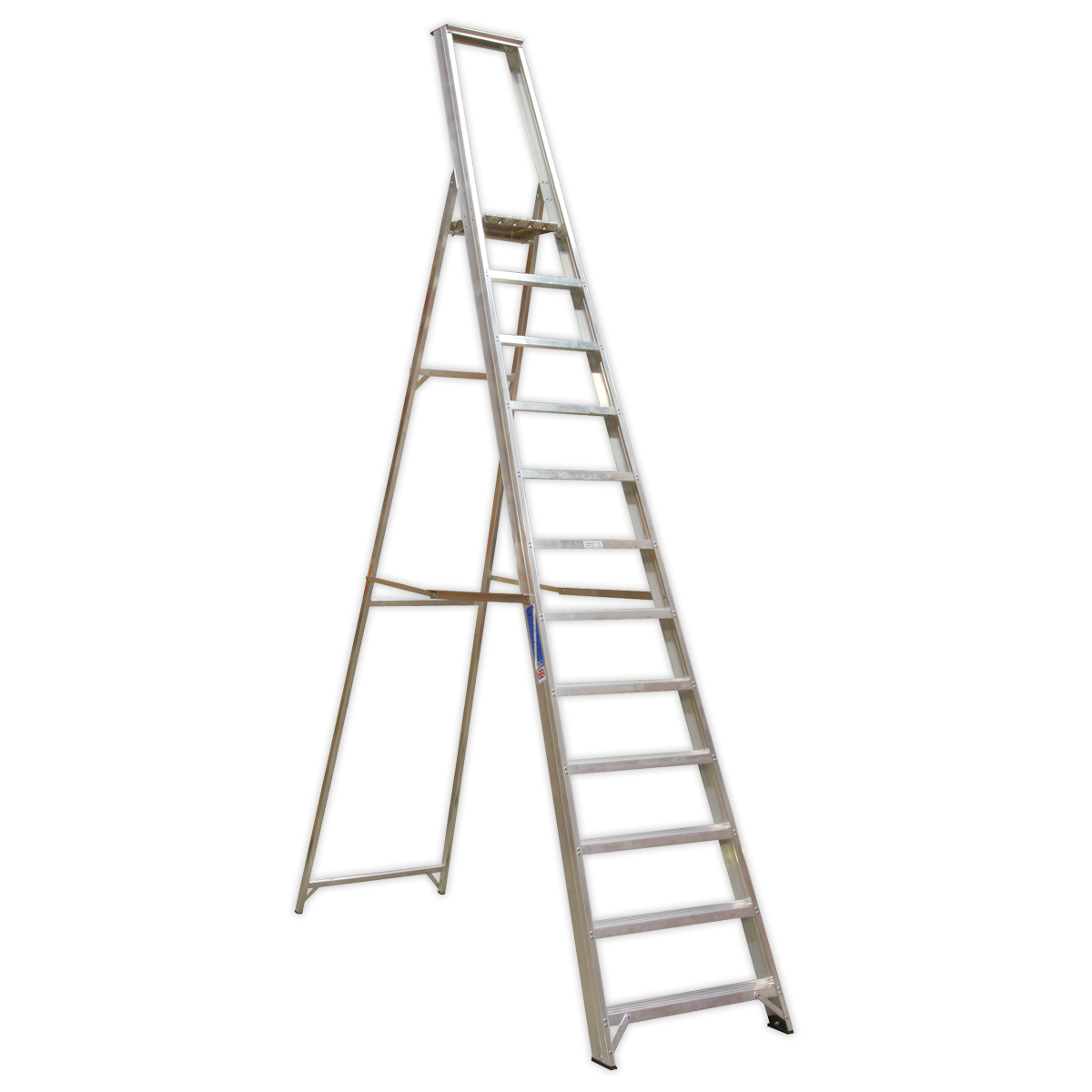 12-Tread Industrial Aluminium Step Ladder - BS 2037/1