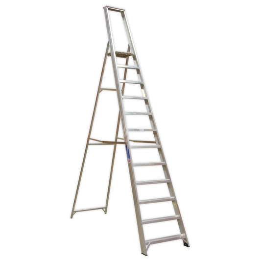 12-Tread Industrial Aluminium Step Ladder - BS 2037/1