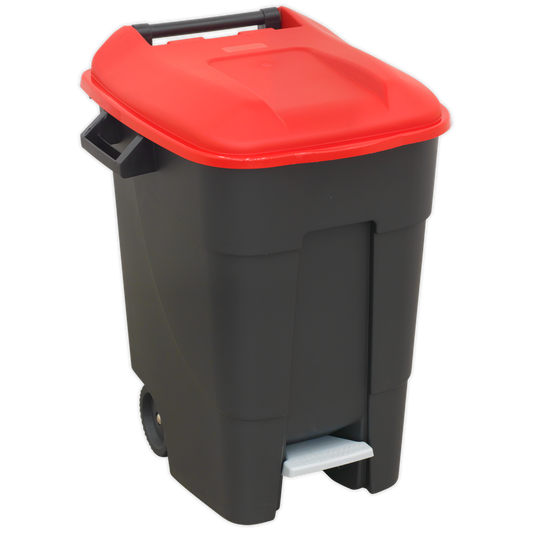 100L Refuse/Wheelie Bin with Foot Pedal - Red