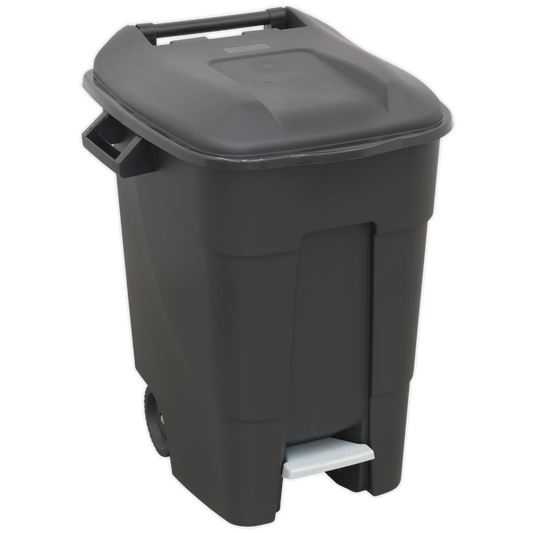 100L Refuse/Wheelie Bin with Foot Pedal - Black