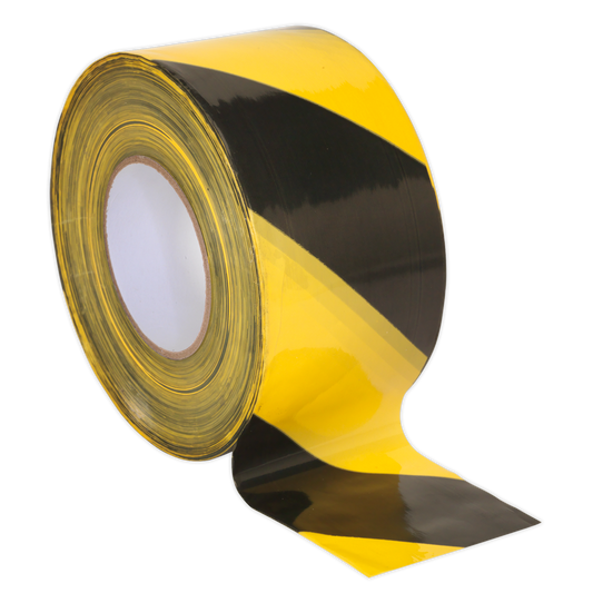 80mm x 100m Black/Yellow Non-Adhesive Hazard Warning Barrier Tape