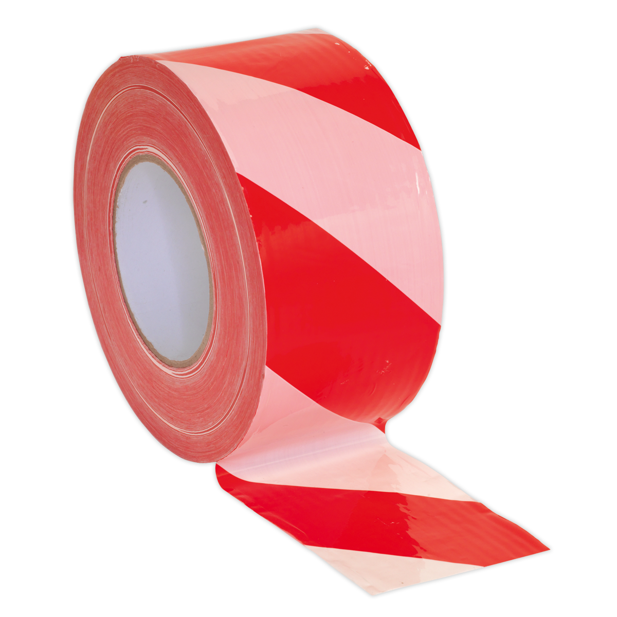 80mm x 100m Red/White Non-Adhesive Hazard Warning Barrier Tape