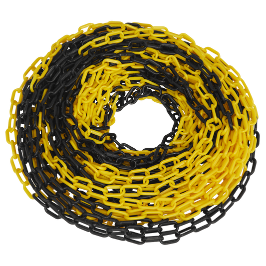 25m x 6mm Black/Yellow Plastic Chain