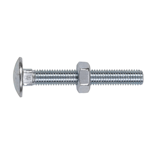 Zinc Plated Coach Bolt & Nut DIN 603 - M10 x 75mm - Pack of 50