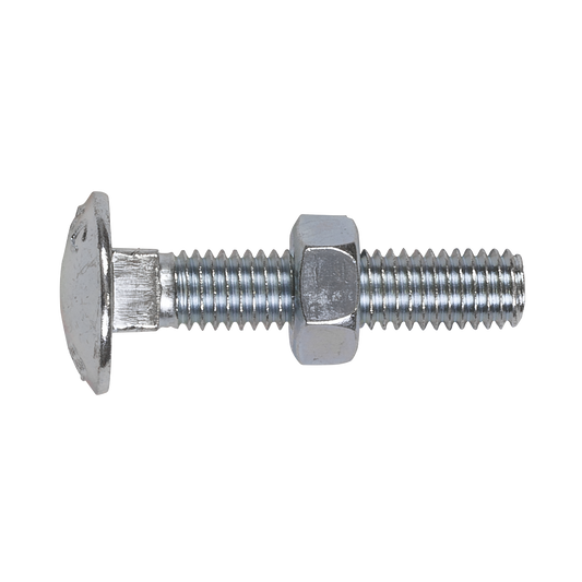 Zinc Plated Coach Bolt & Nut DIN 603 - M8 x 40mm - Pack of 50