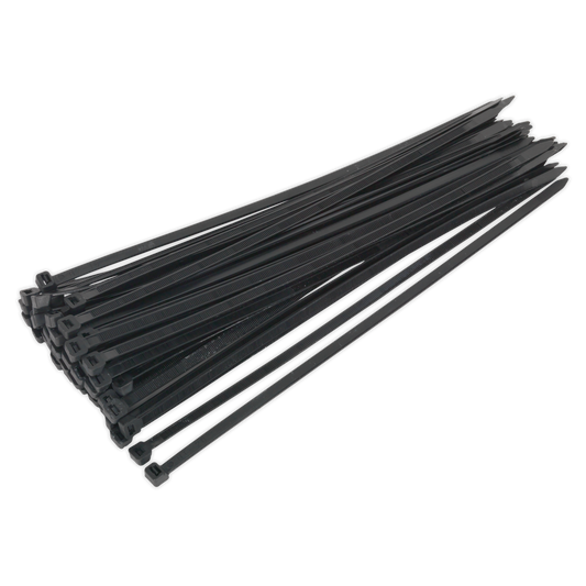 350 x 7.6mm Black Cable Tie - Pack of 50