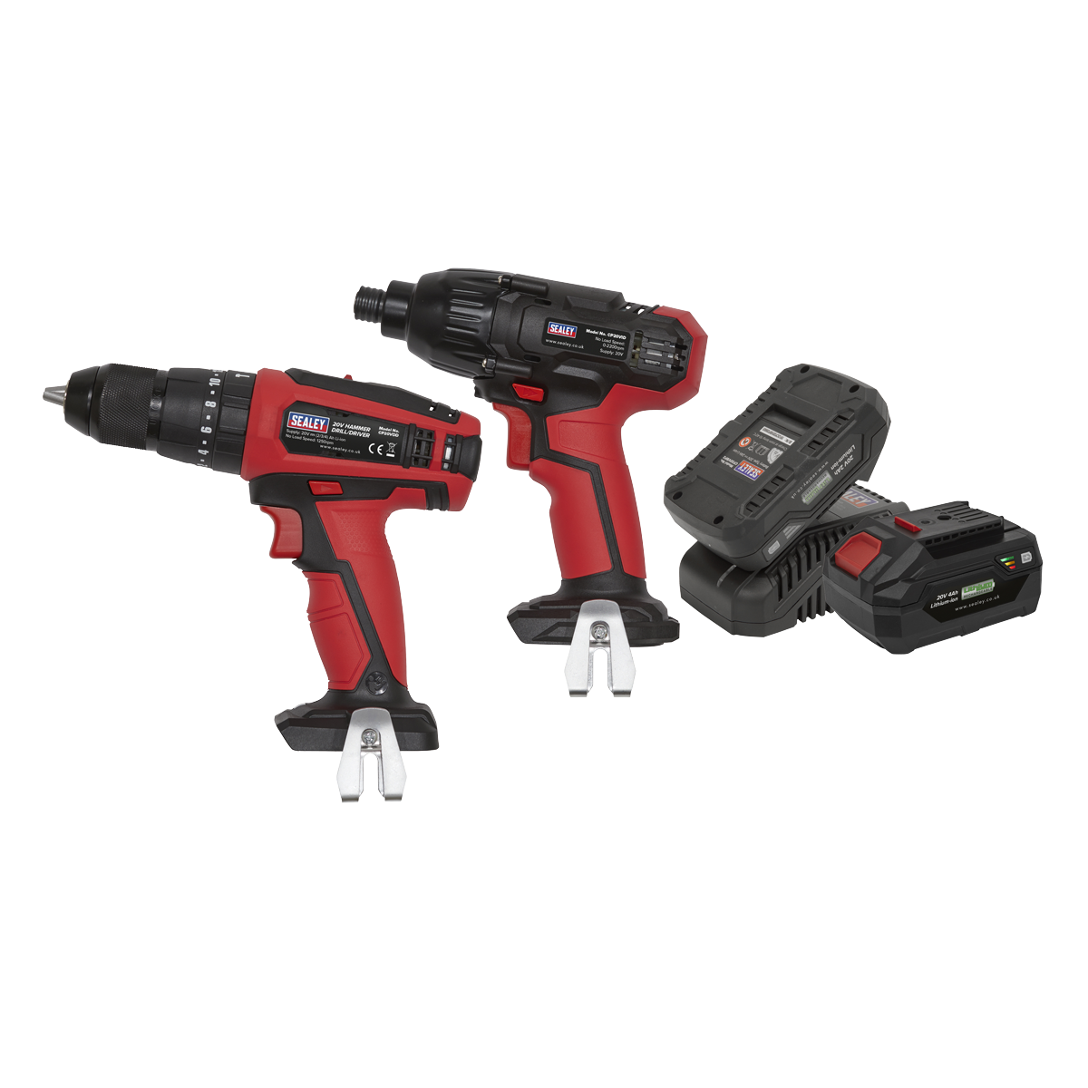 2x 20V SV20 Series Cordless Ø13mm Combi Drill & 1/4"Hex Drive Impact Driver Combo Kit