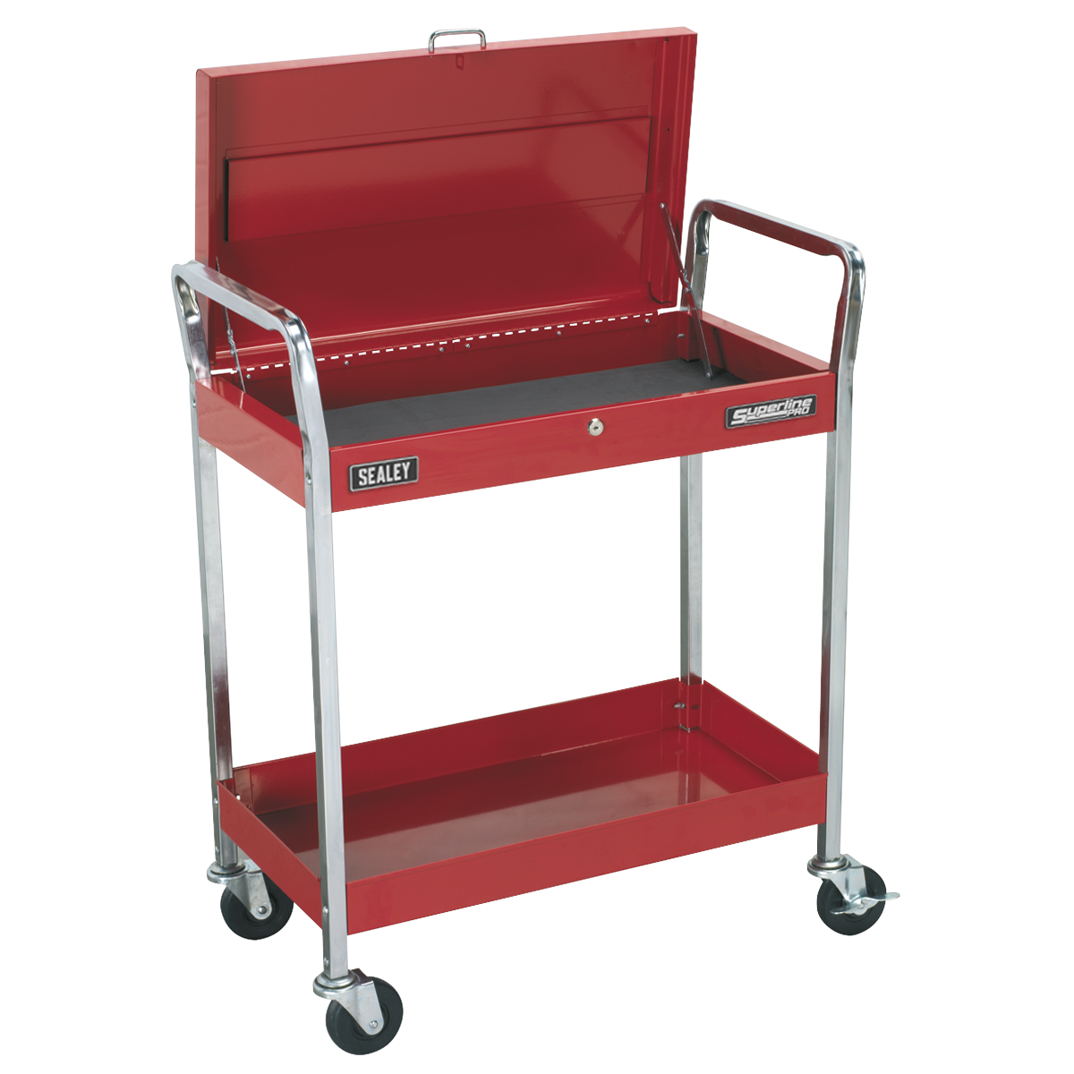 2-Level Heavy-Duty Trolley with Lockable Top