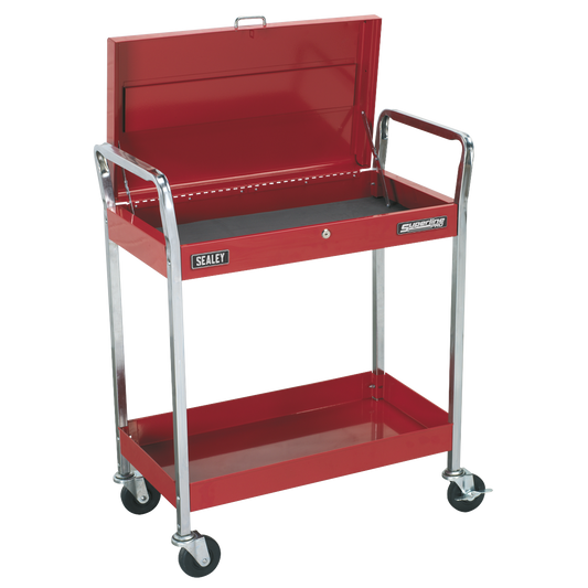 2-Level Heavy-Duty Trolley with Lockable Top