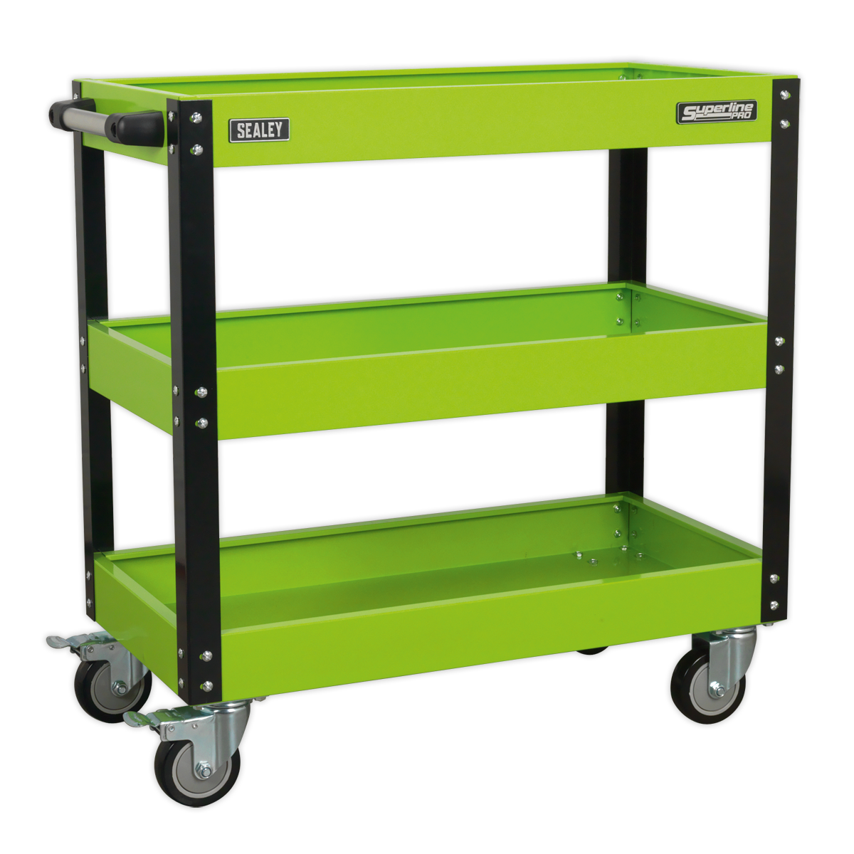 3-Level Heavy-Duty Workshop Trolley - Hi-Vis Green