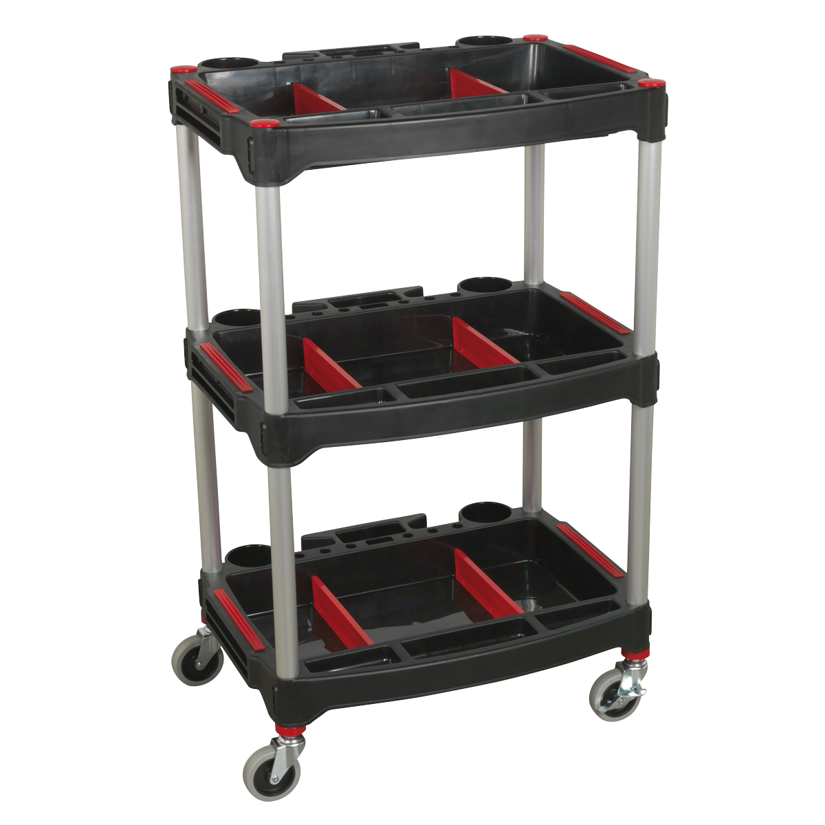 3-Level Composite Workshop Trolley with Parts Storage