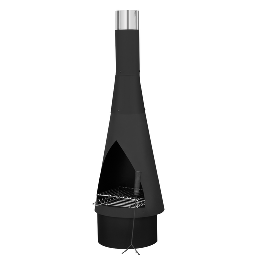 Dellonda Outdoor Chiminea - Black Steel