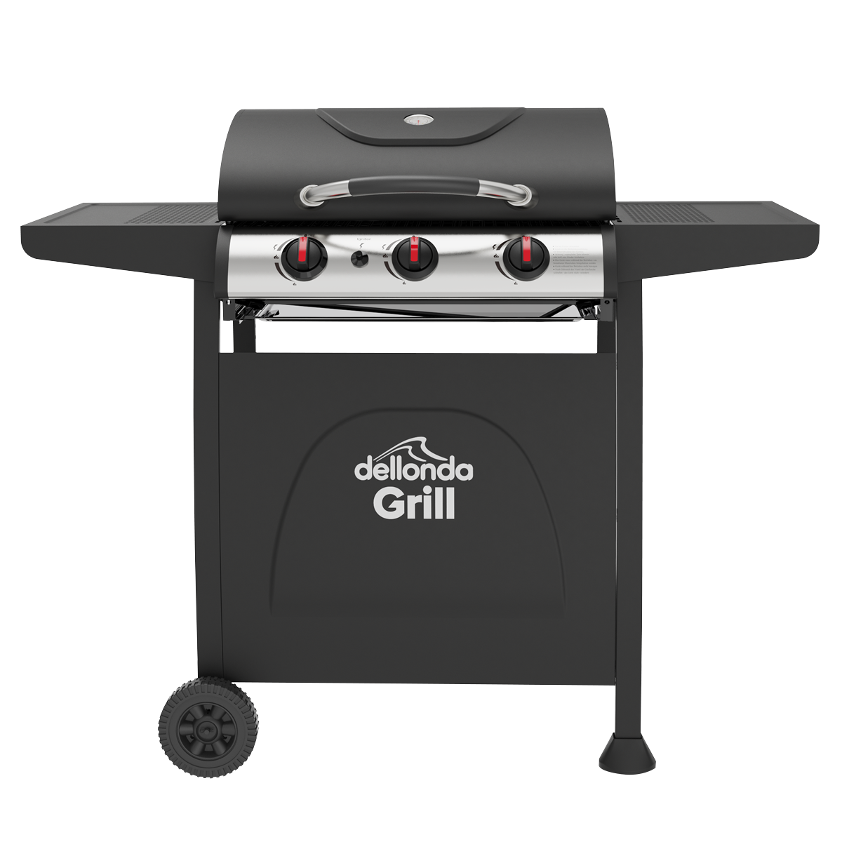 Dellonda 3 Burner Gas BBQ Grill - Black/Stainless Steel