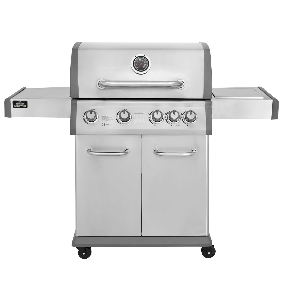 Dellonda 4+1 Burner Deluxe Gas BBQ Grill - Stainless Steel