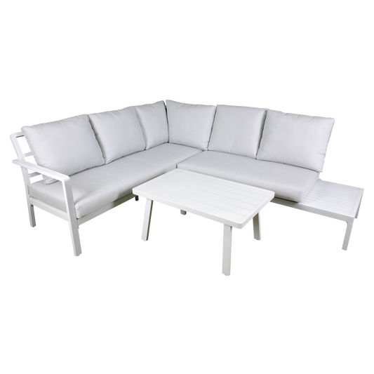 Dellonda Kyoto White 3-Piece Outdoor Corner Sofa Set