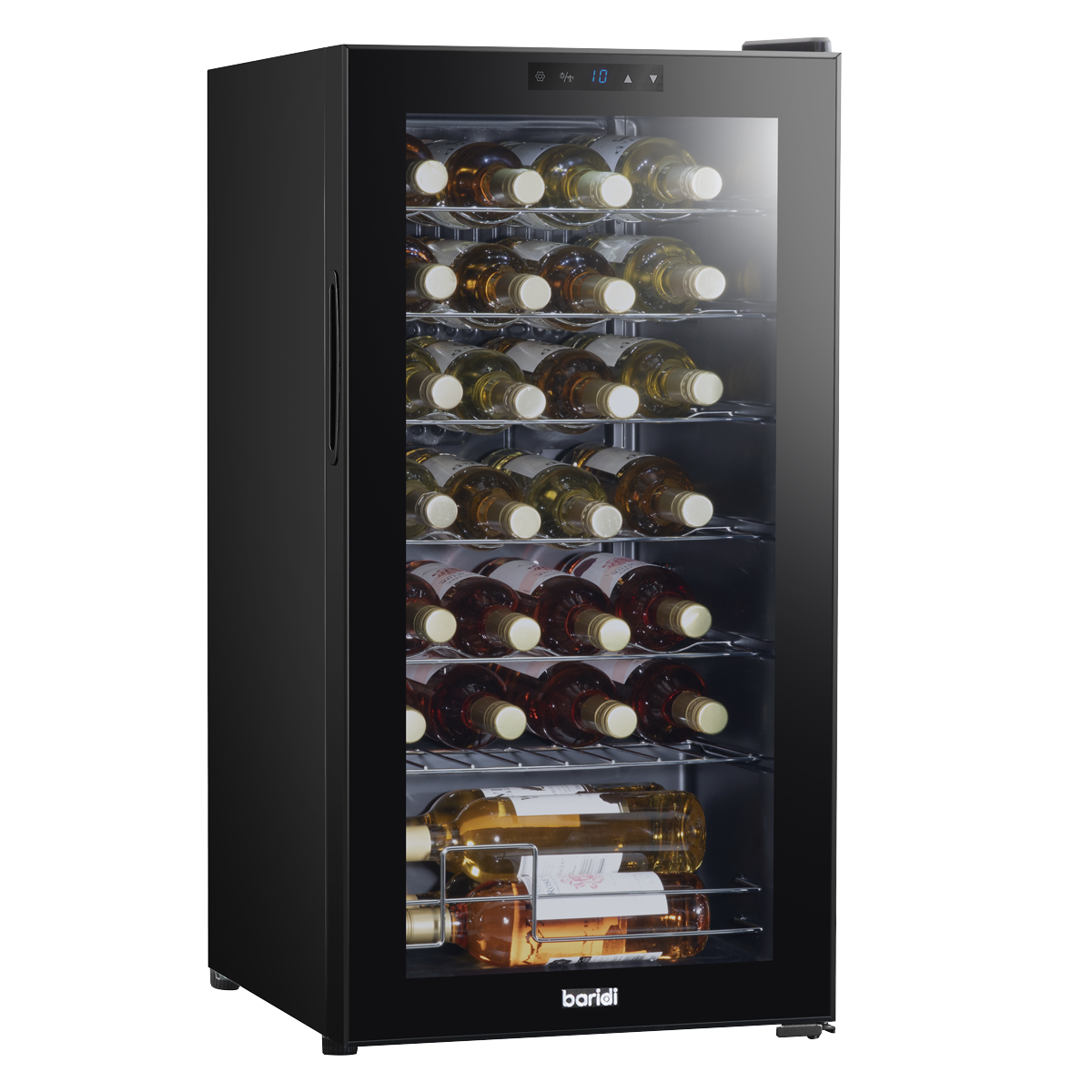 Baridi 28 Bottle Wine Fridge with Digital Touch Screen Controls & LED Light - Black