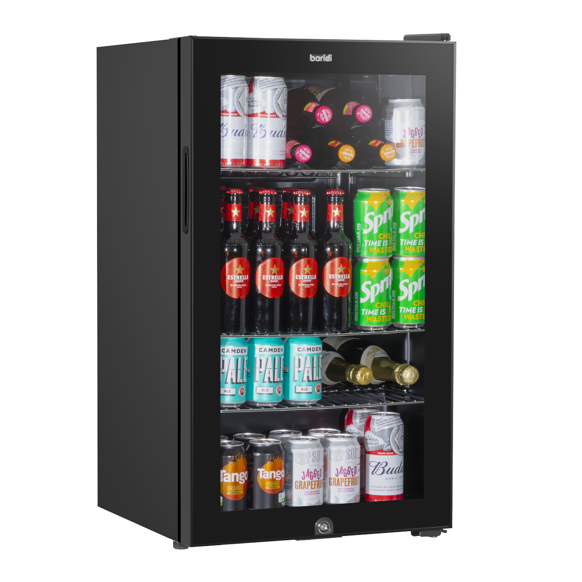 Baridi 85L Wine, Beer & Drinks Fridge with Thermostat, Lock & Key – Black