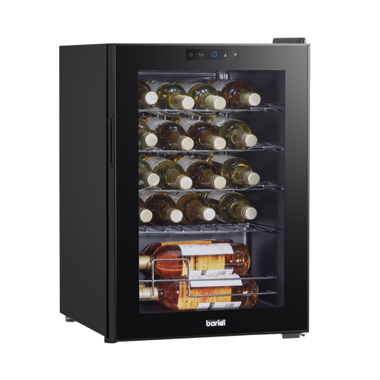 Baridi 20 Bottle Wine Cooler Fridge with Touch Screen Controls & LED Light - Black