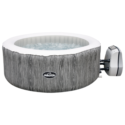 Dellonda 2-4 Person Inflatable Hot Tub Spa with Smart Pump - Wood Effect