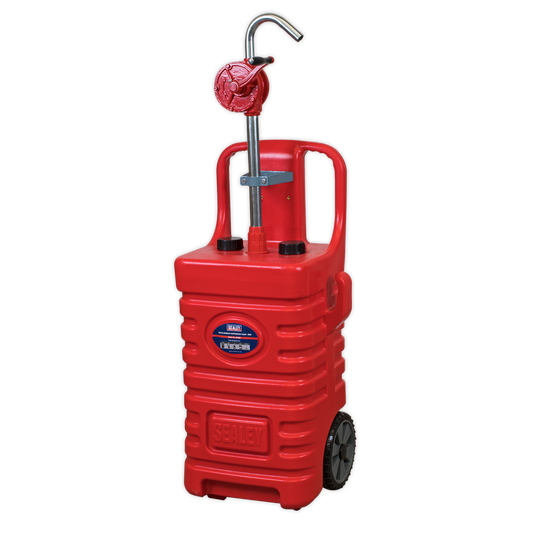 55L Portable Dispensing Tank with Oil Rotary Pump - Red