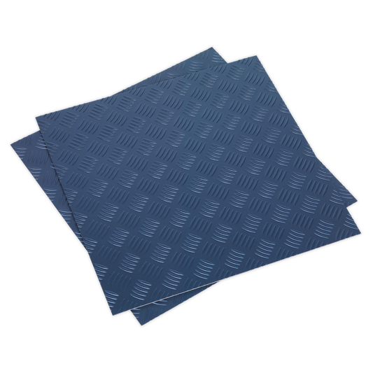 457.2 x 457.2mm Vinyl Floor Tile with Peel & Stick Backing - Blue Treadplate Finish - Pack of 16