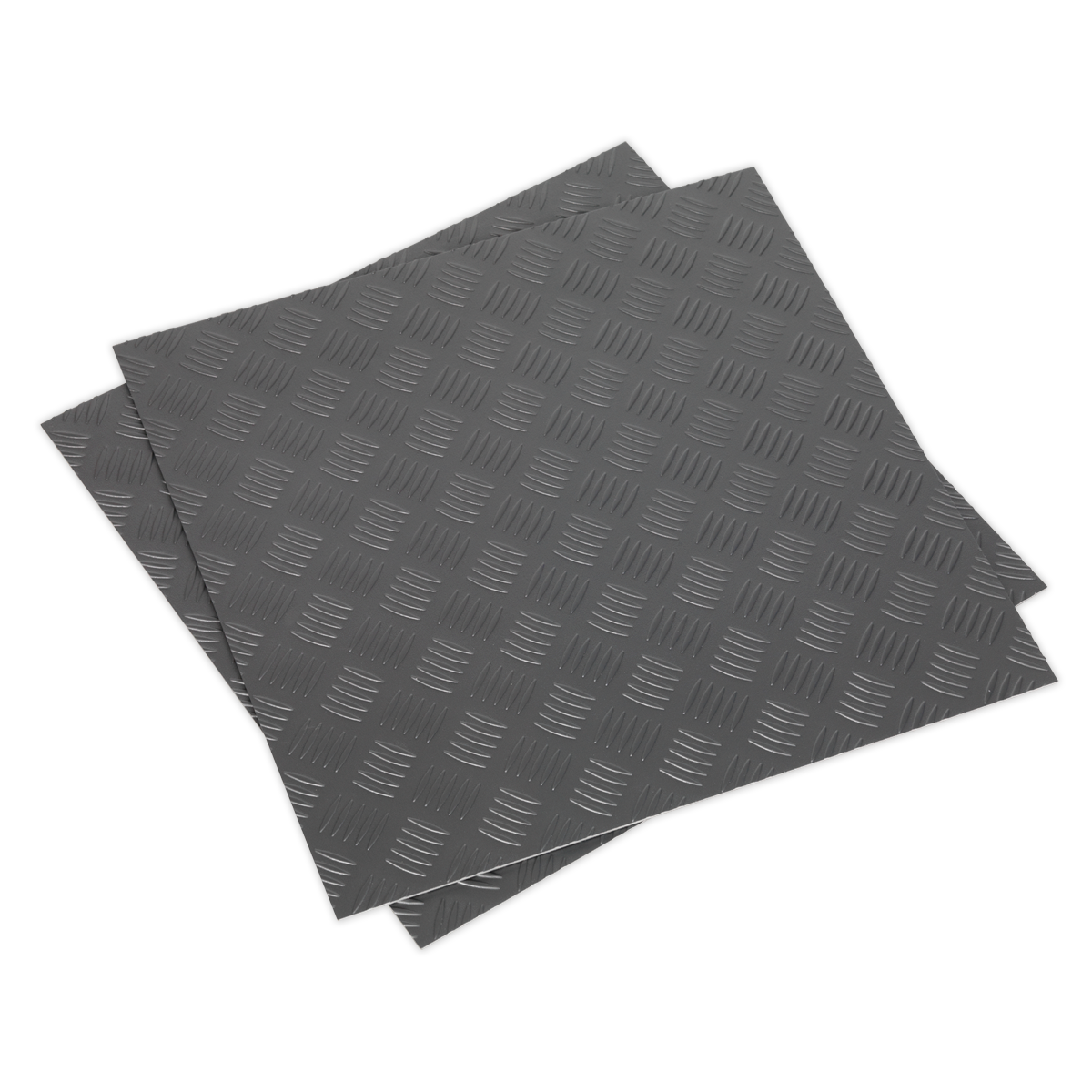 457.2 x 457.2mm Vinyl Floor Tile with Peel & Stick Backing - Silver Treadplate Finish - Pack of 16