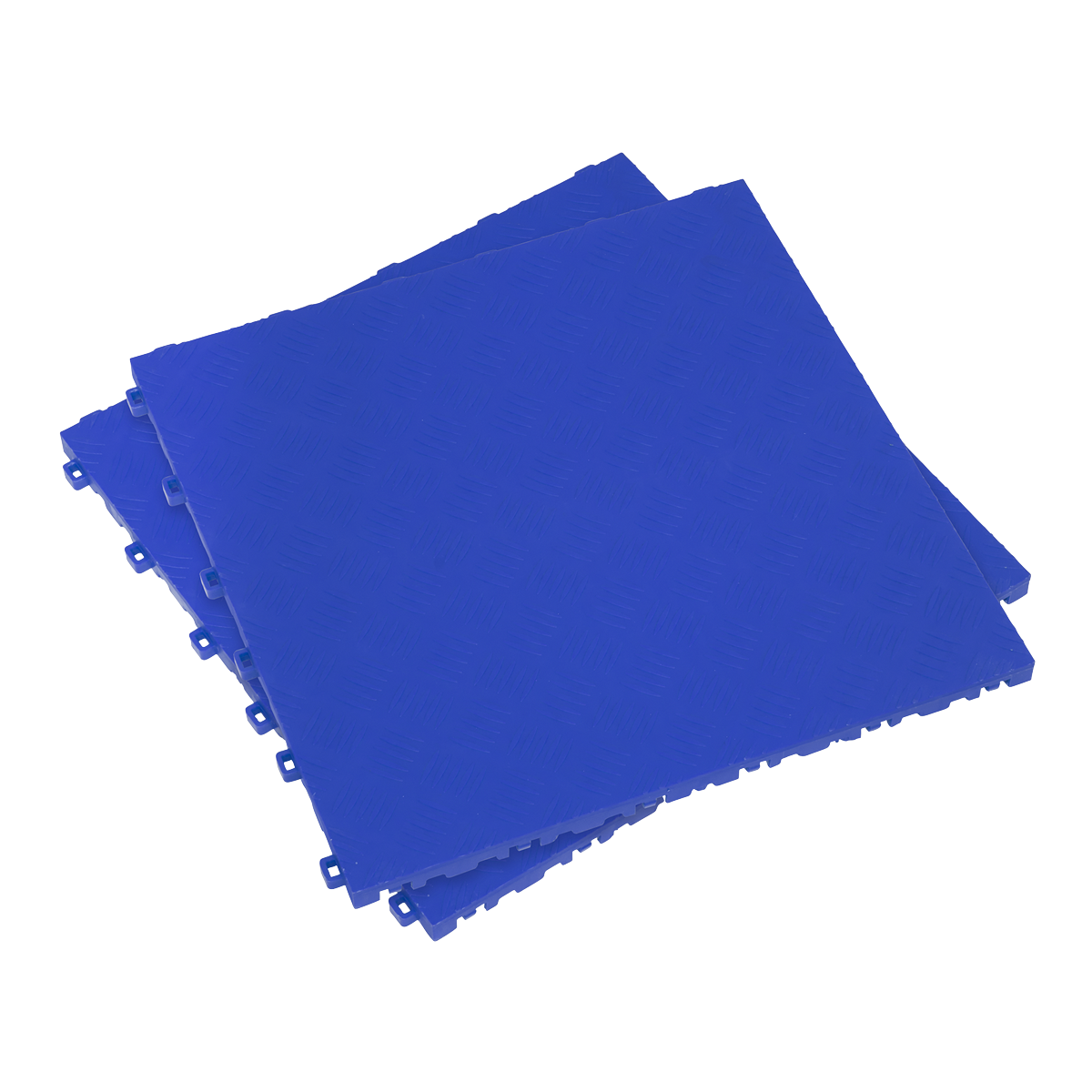 400 x 400mm Polypropylene Floor Tile - Blue Treadplate - Pack of 9