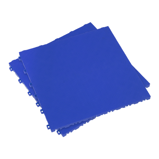 400 x 400mm Polypropylene Floor Tile - Blue Treadplate - Pack of 9