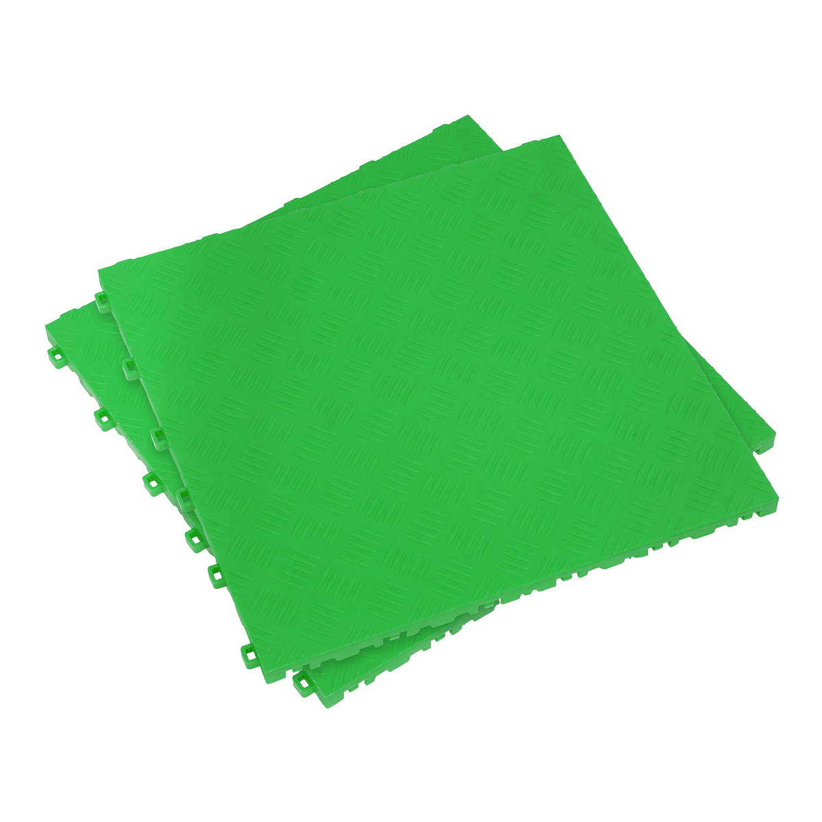 400 x 400mm Polypropylene Floor Tile - Green Treadplate - Pack of 9