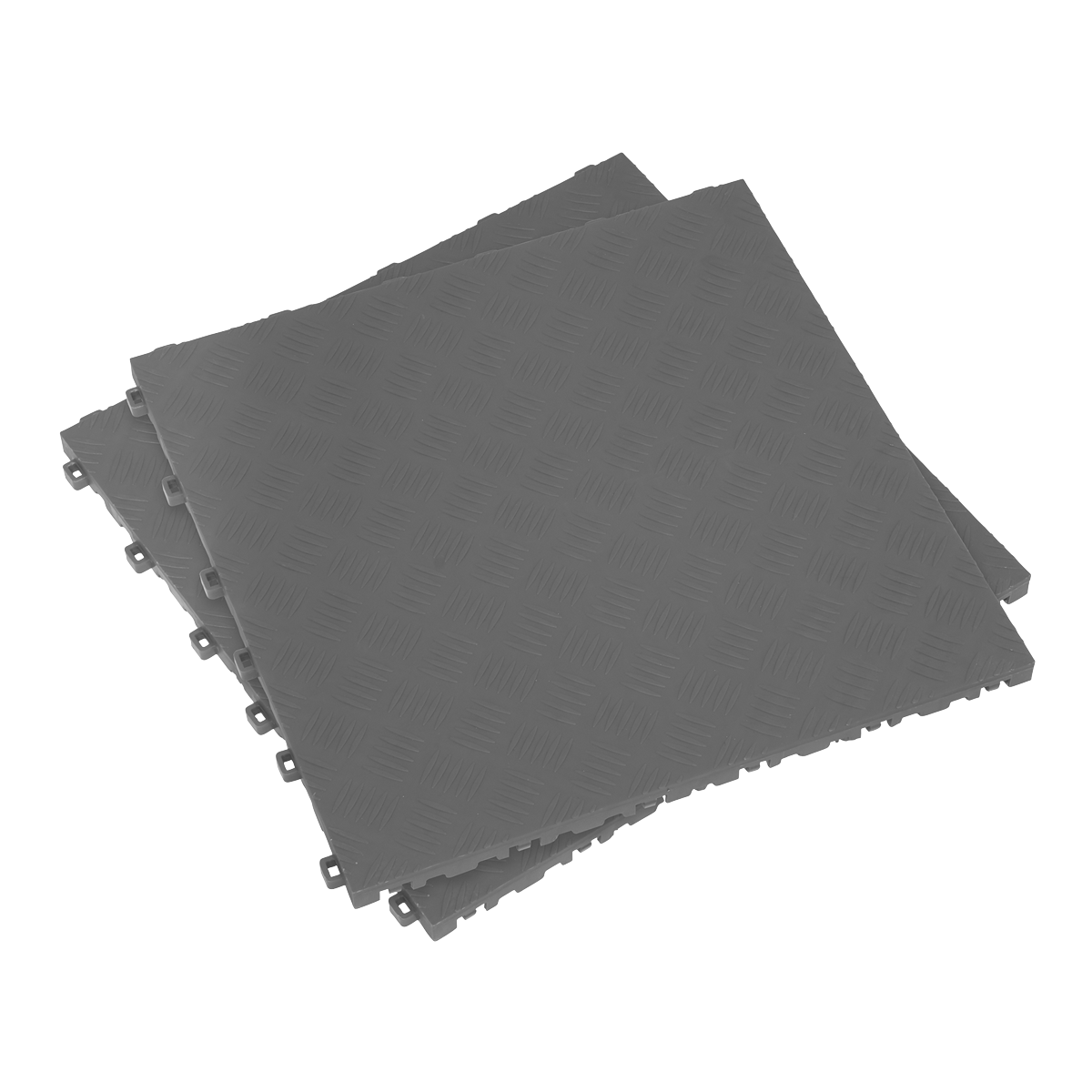 400 x 400mm Polypropylene Floor Tile - Grey Treadplate - Pack of 9