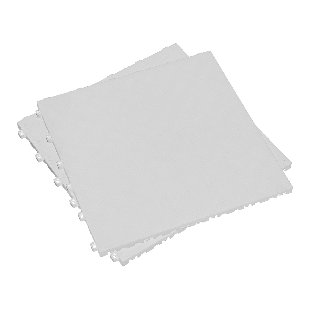 400 x 400mm Polypropylene Floor Tile - White Treadplate - Pack of 9