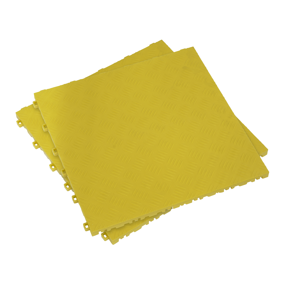 400 x 400mm Polypropylene Floor Tile - Yellow Treadplate - Pack of 9