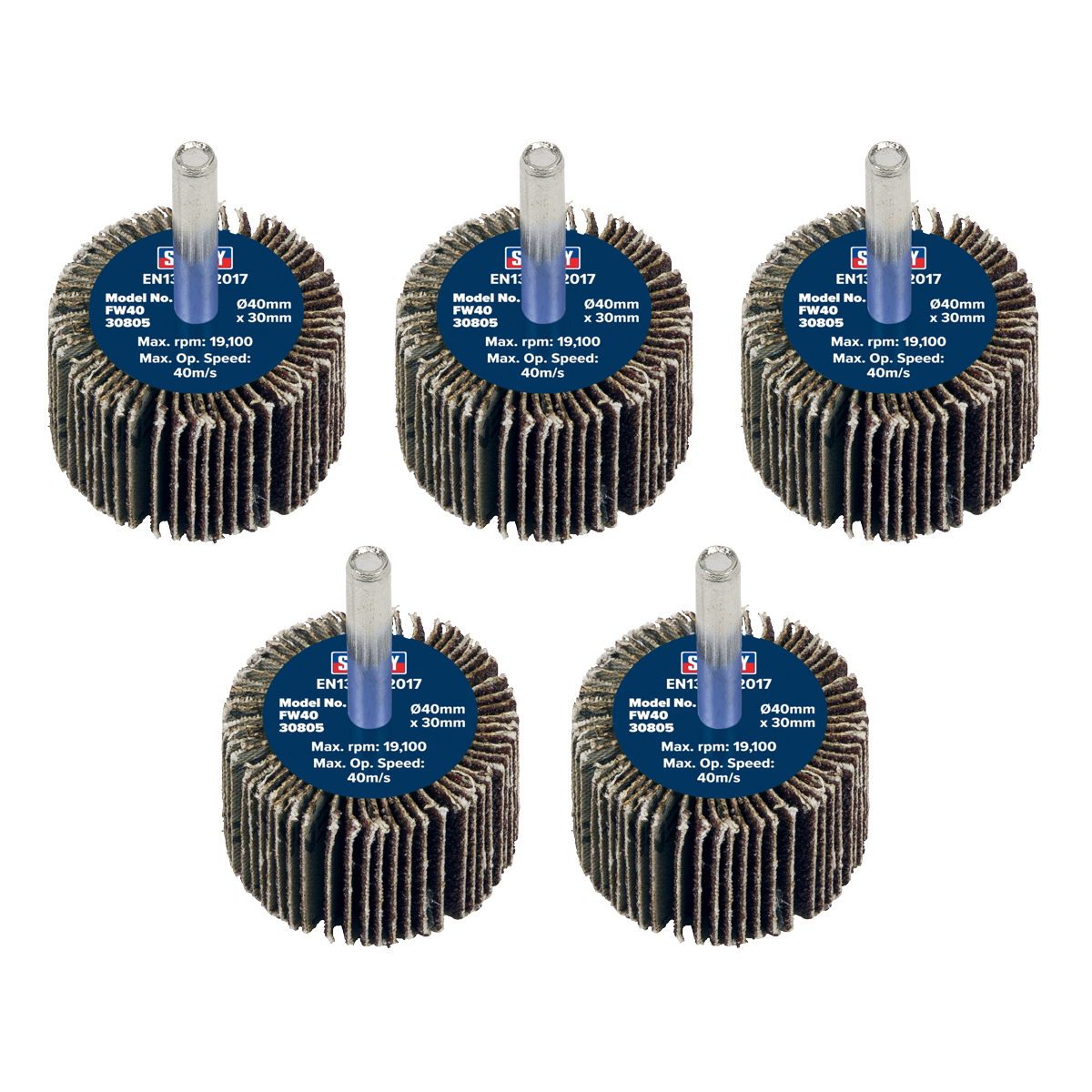 Ø40 x 30mm Flap Wheel Ø6mm Shaft 80Grit - Pack of 5