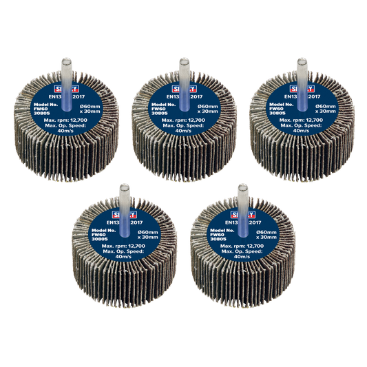 Ø60 x 30mm Flap Wheel Ø6mm Shaft 80Grit - Pack of 5