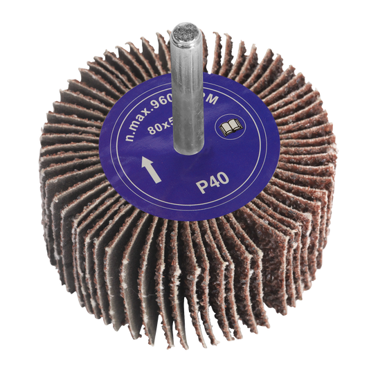 Ø80 x 50mm Flap Wheel 6mm Shaft 40Grit