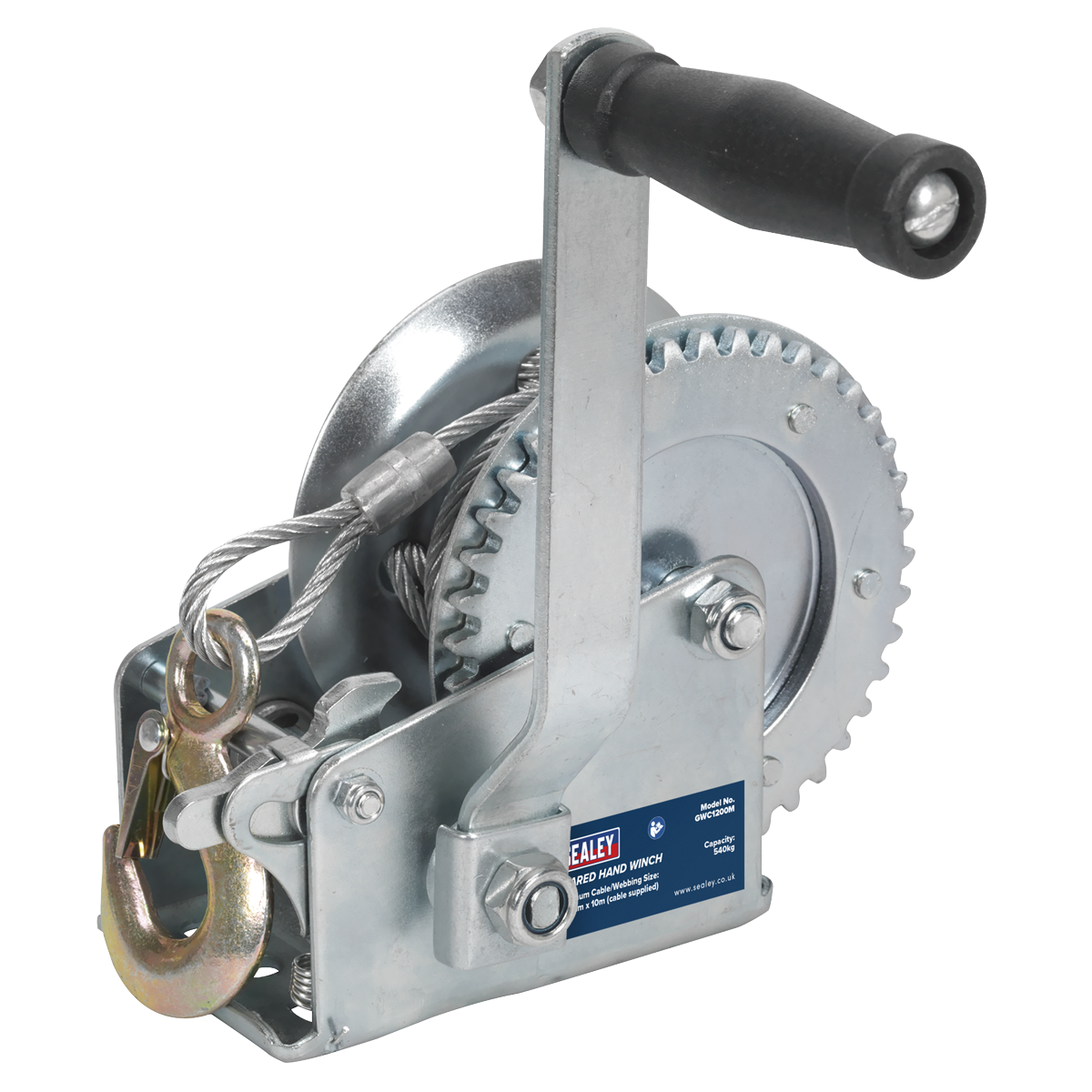 540kg Capacity Geared Hand Winch with Cable