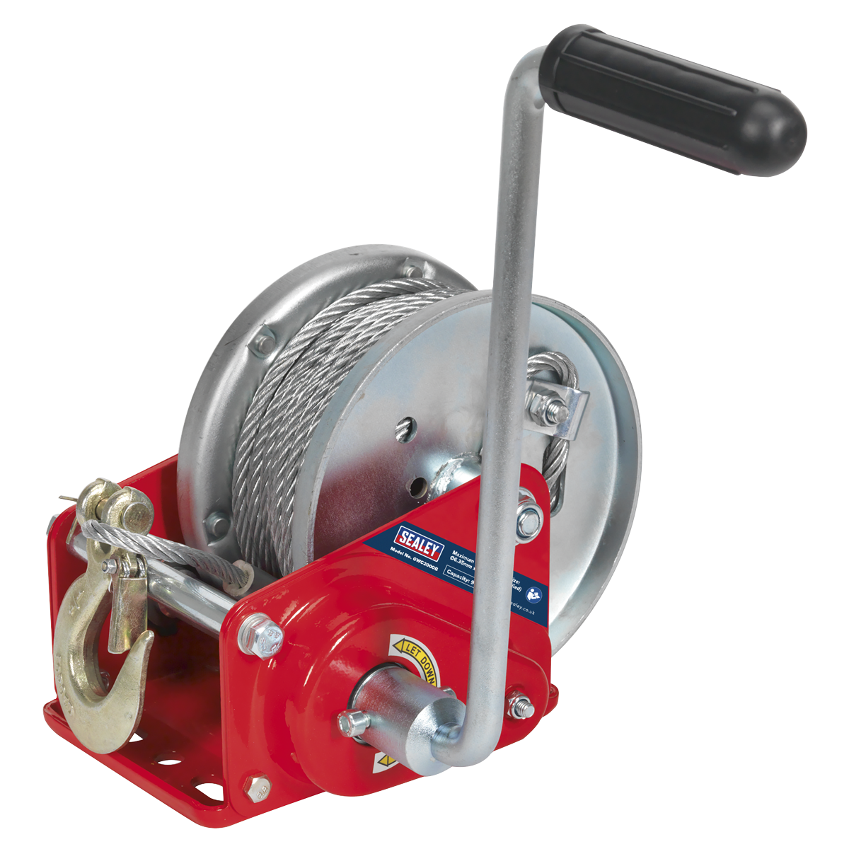 900kg Capacity Geared Hand Winch with Brake & Cable